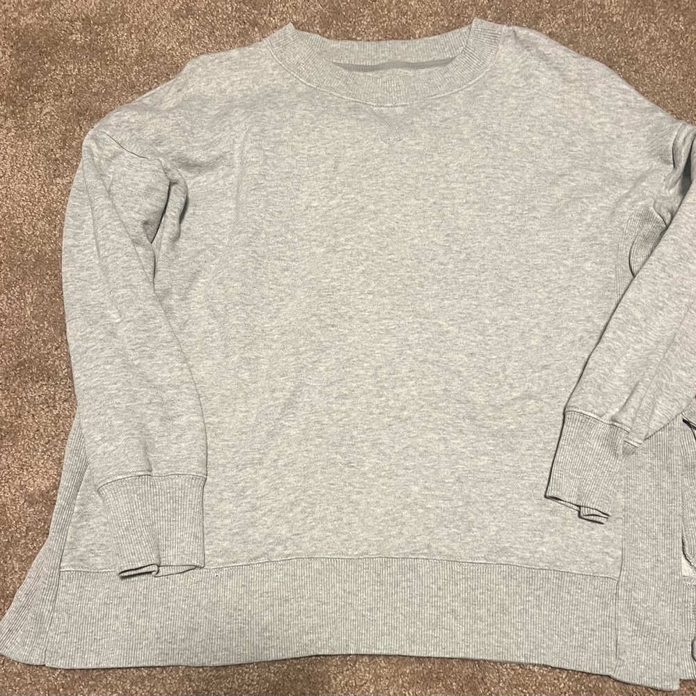 Aerie Light Gray Ribbed Crewneck